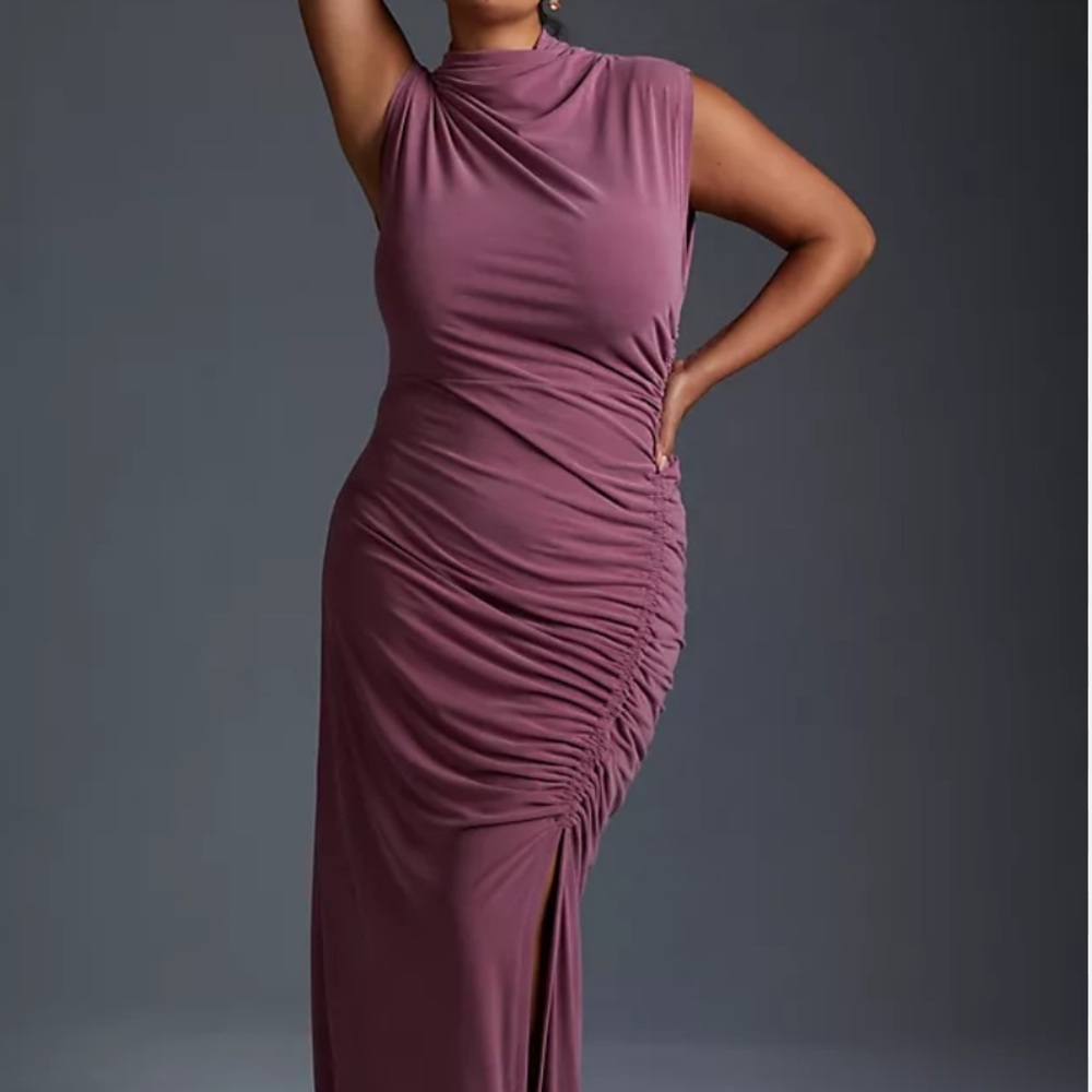 Anthropologie Maya Ruched Cowl Neck Dress (Cupro)